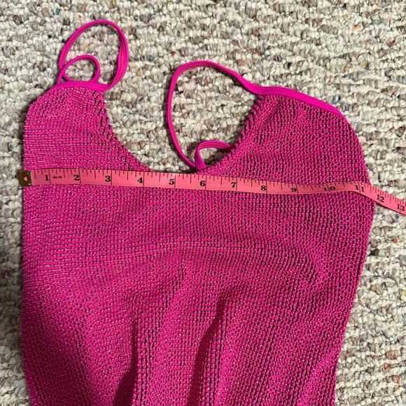 Good American Always Fits Sculpt One-Piece Swimsuit Fuchsia Pink- Size 1/2 (S/M) - Picture 9 of 10